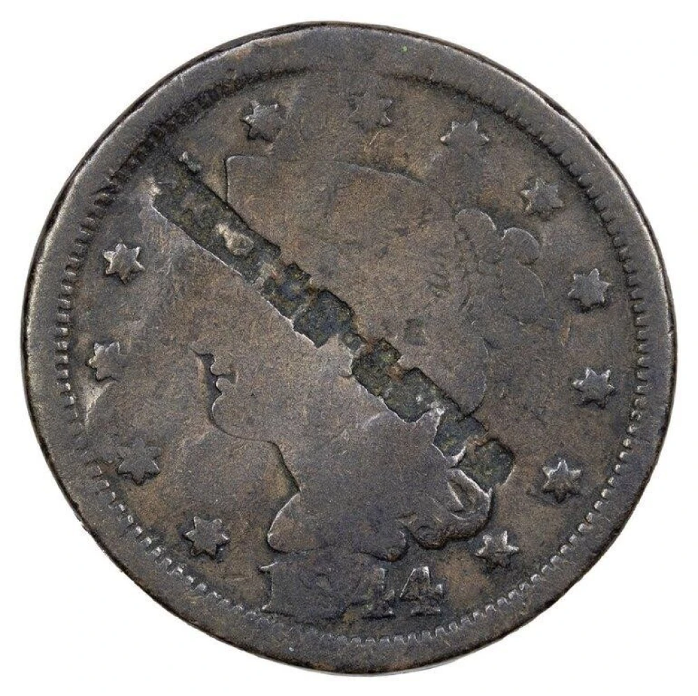 Counterstamped 1844 Large Cent