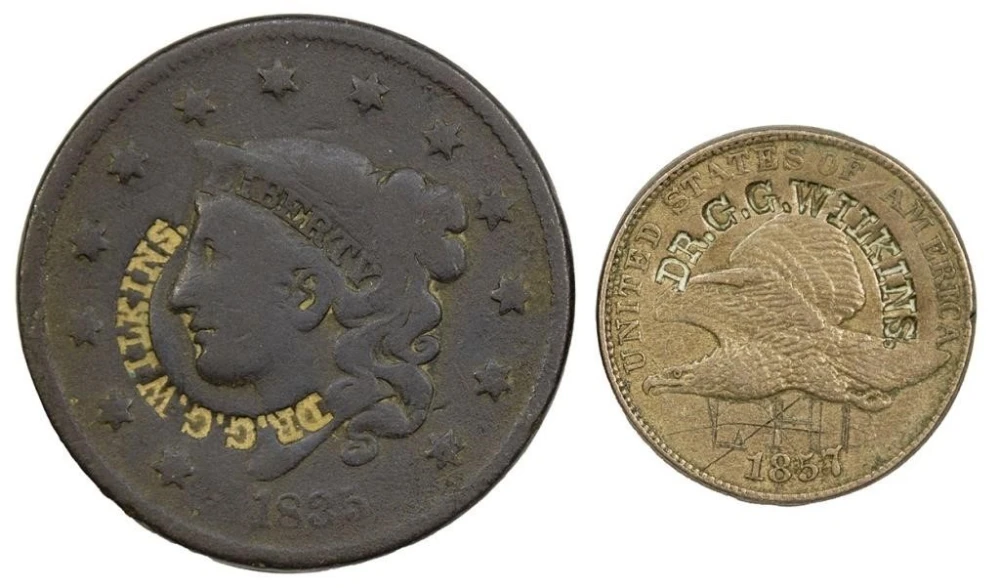 Counterstamped Dr. G.G. Wilkins Cent Pair
