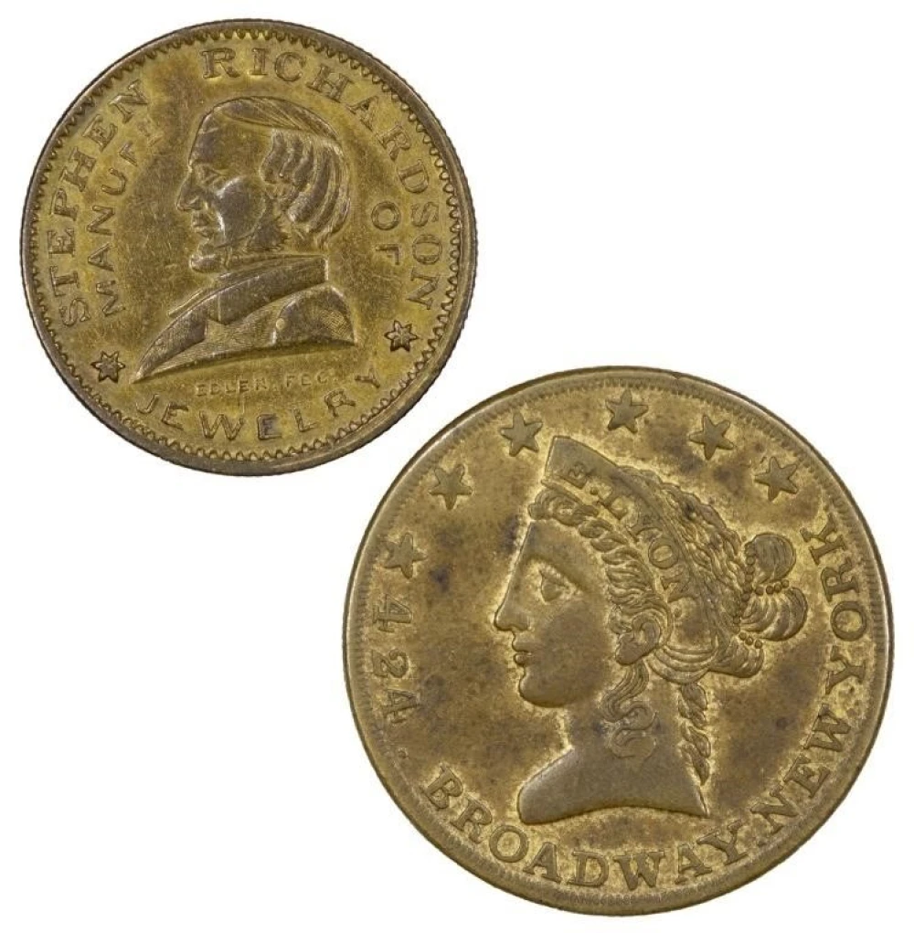 Pair of 1850s New York City Merchant Tokens
