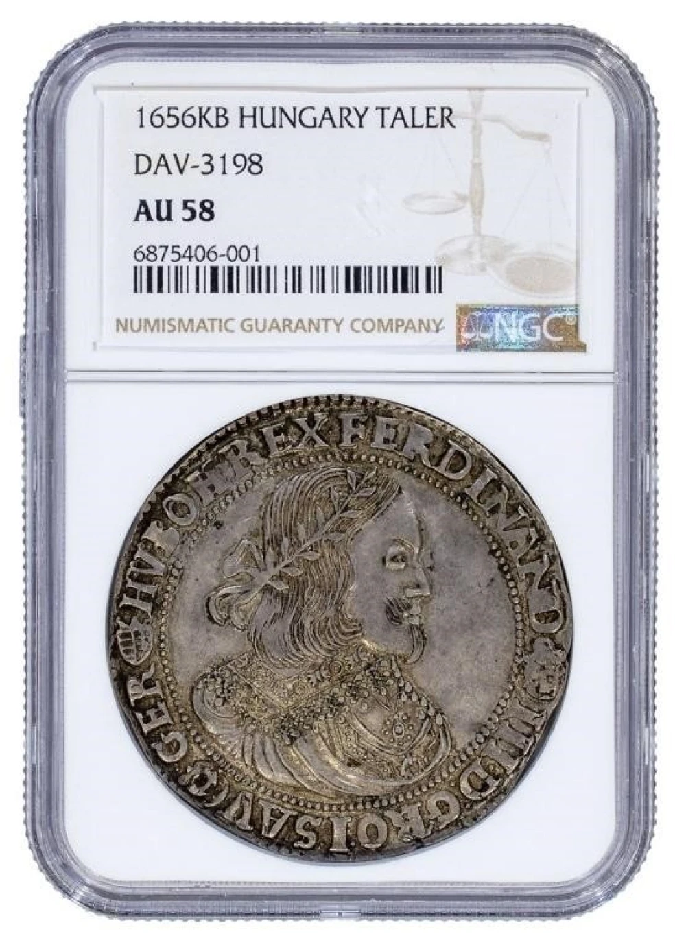Hungary. NGC AU-58 1656-KB Silver Taler