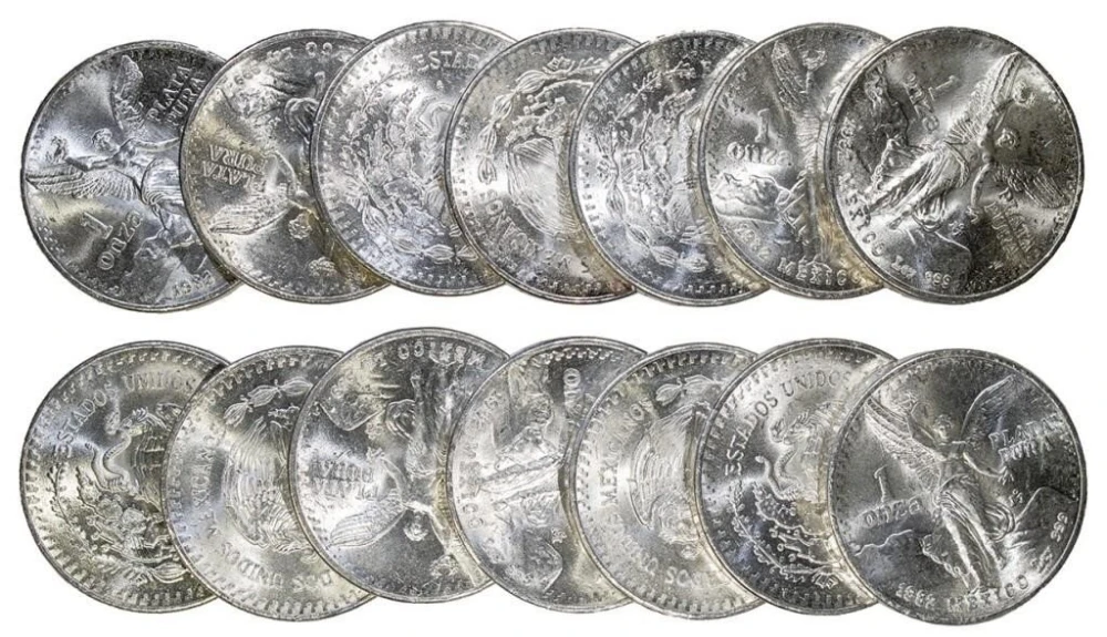 Mexico. Group of UNC 1982 Silver Onzas