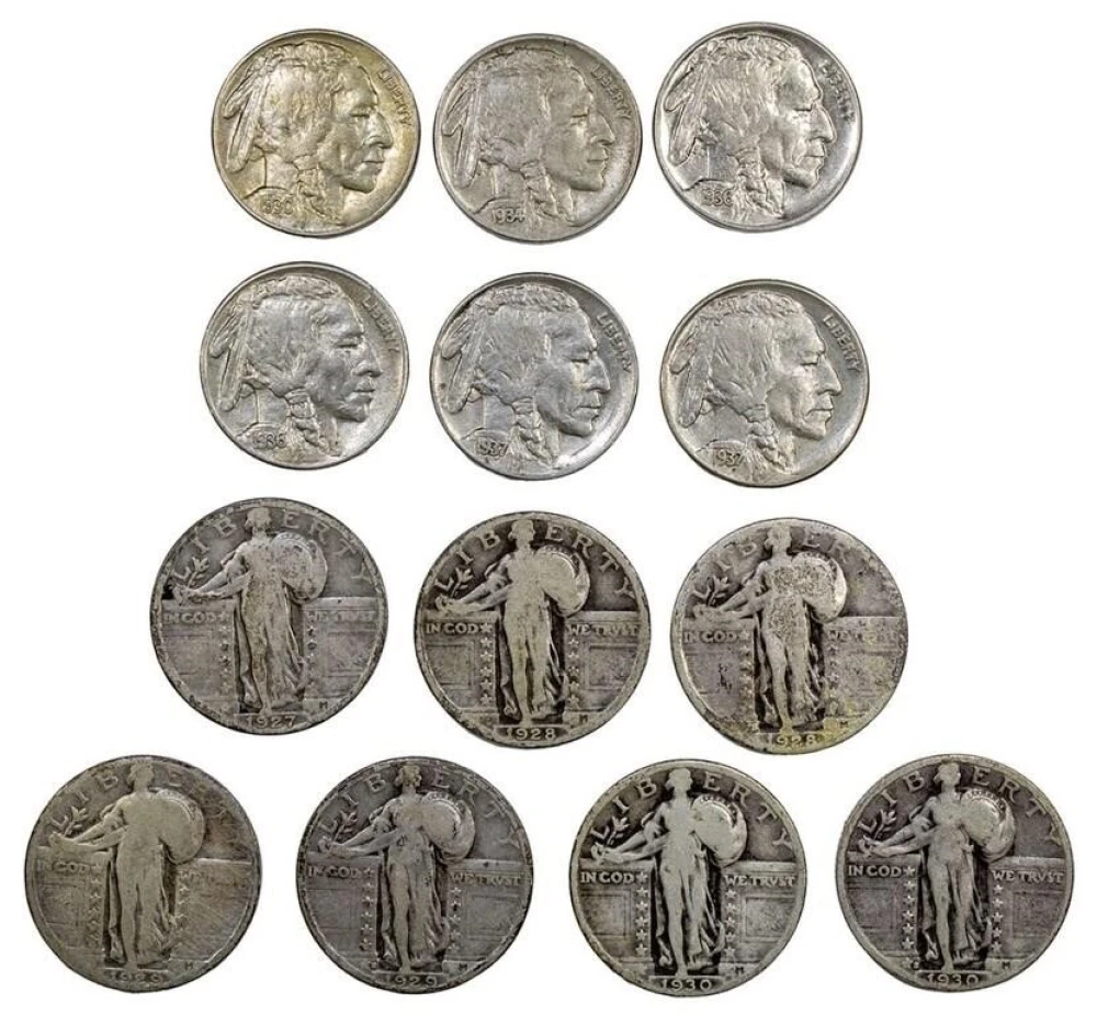 Buffalo Nickels and Standing Liberty Quarters