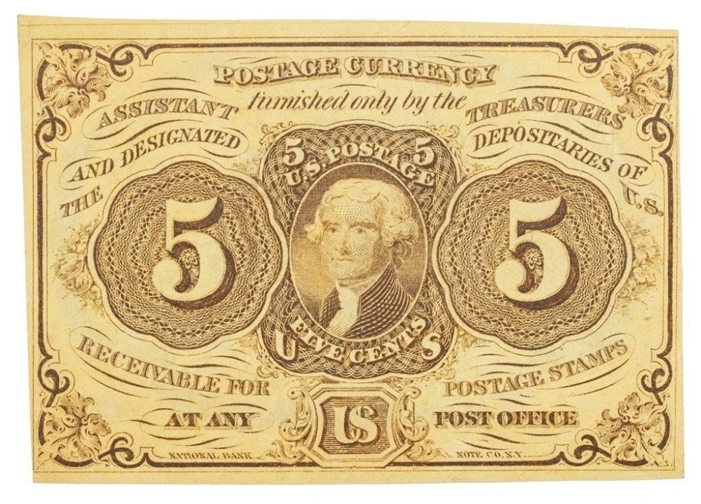 Crisp UNC 1862 5 Cent Postage Currency