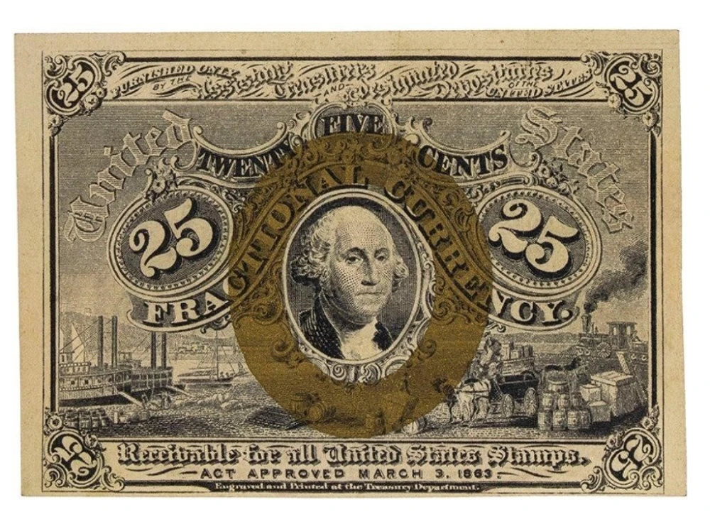 Crisp New 25-Cents Fractional Currency