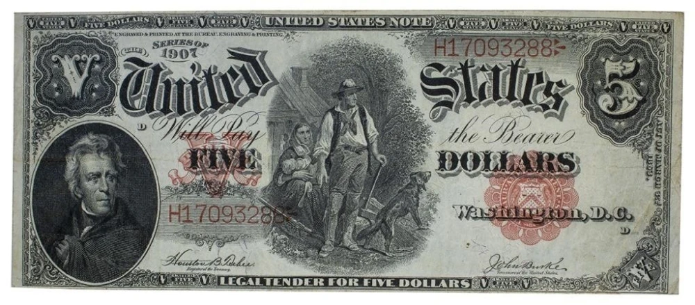 VF 1907 $5 Woodchopper Note