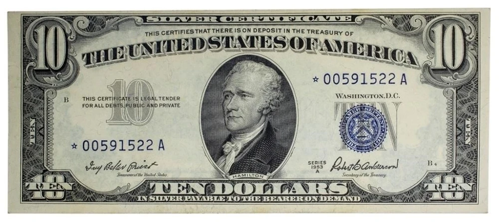 Crisp AU Series 1953A $10 Star Note