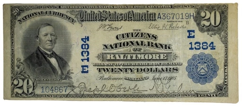 Maryland. Baltimore. VF Series 1902 $20