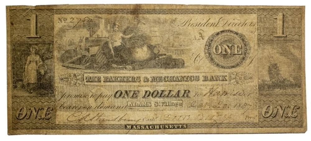 Massachusetts. Adams 1837 $1