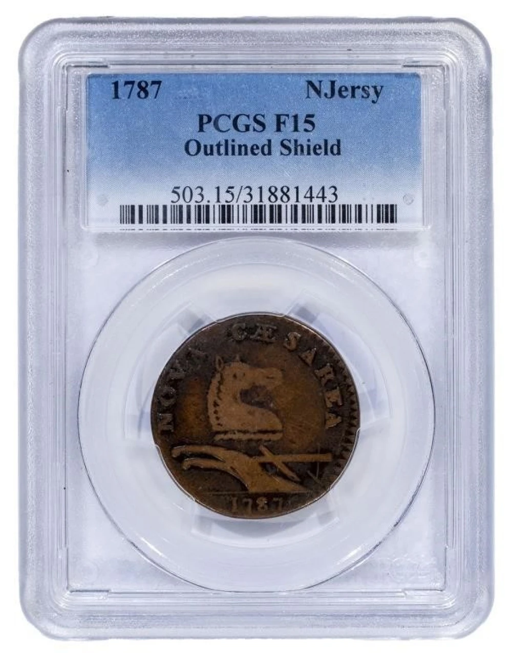 PCGS Fine-15 1787 New Jersey Copper