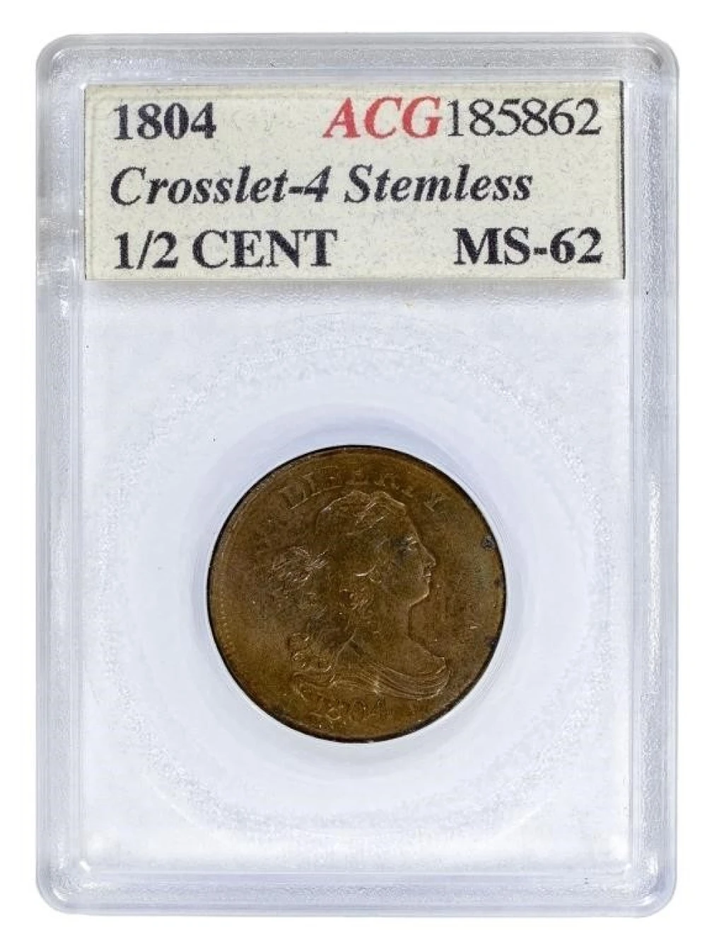 ACG MS-62 BN 1804 Half Cent