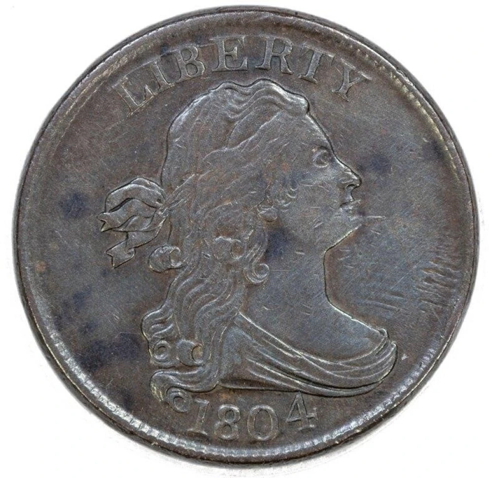 AU-50 1804 Spiked Chin Half Cent