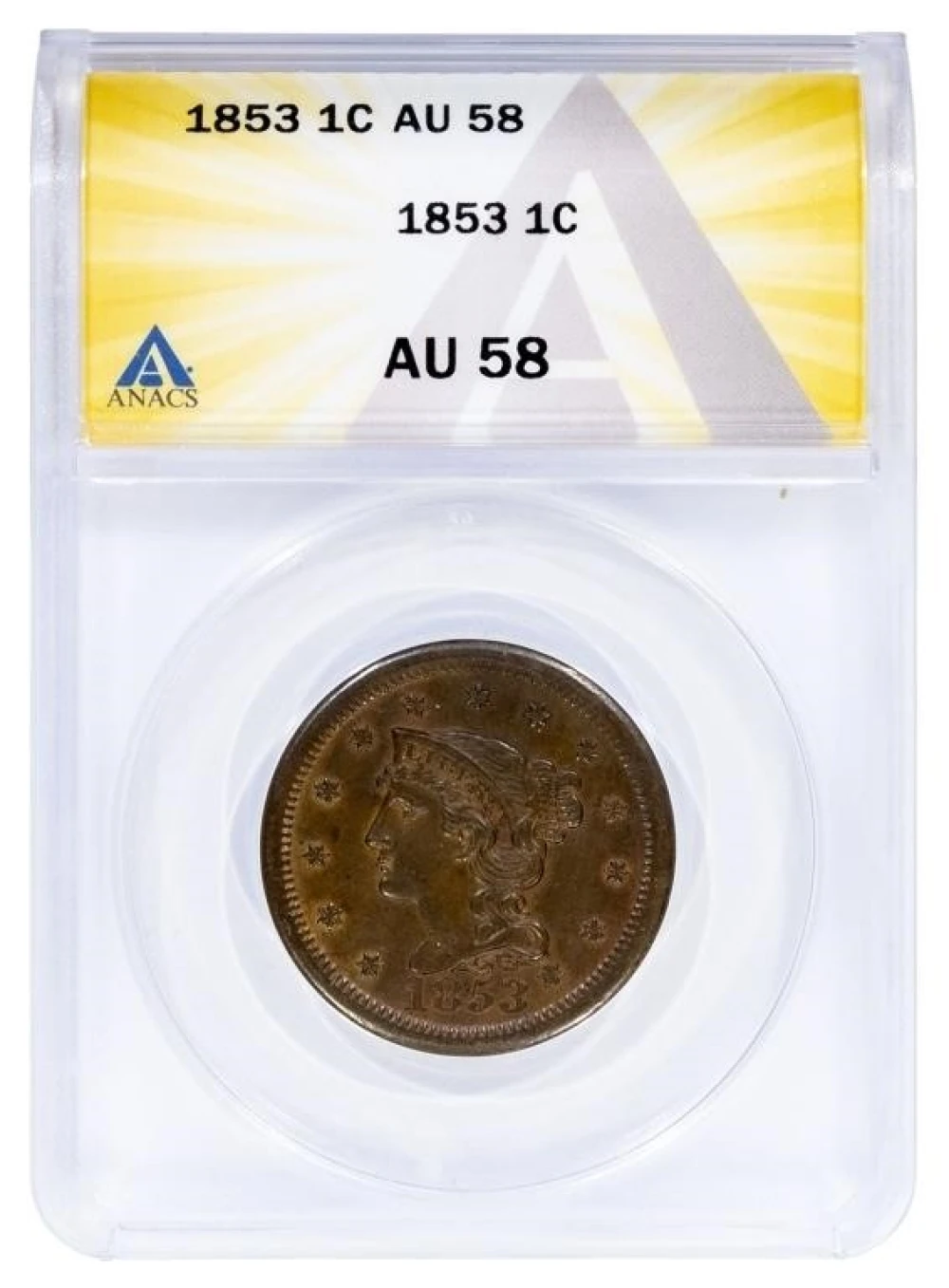 ANACS AU-58 1853 Large Cent