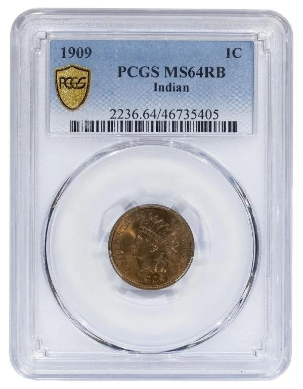 PCGS MS-64 RB 1909 Indian Cent