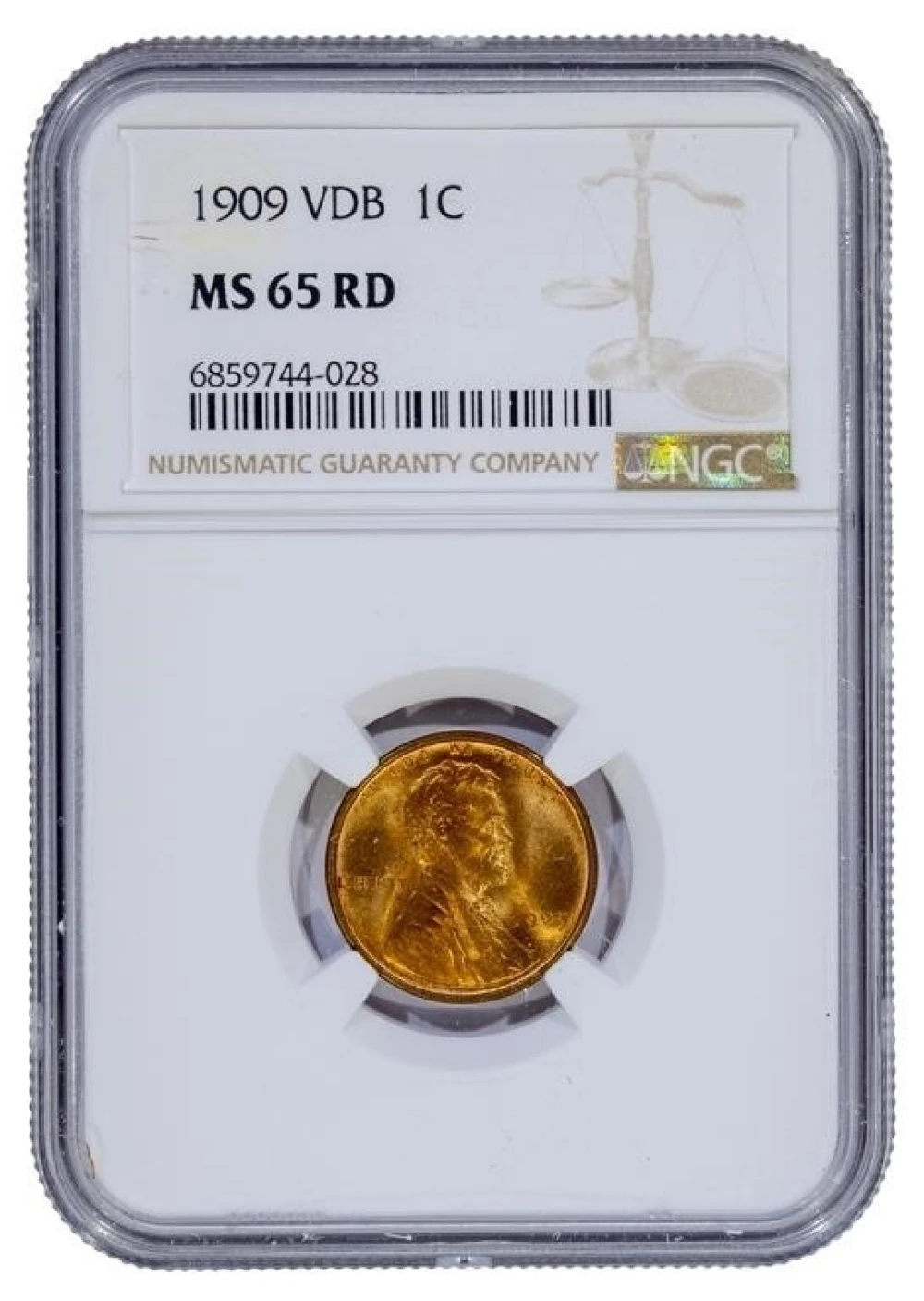 NGC MS-65 RD 1909 V.D.B Cent