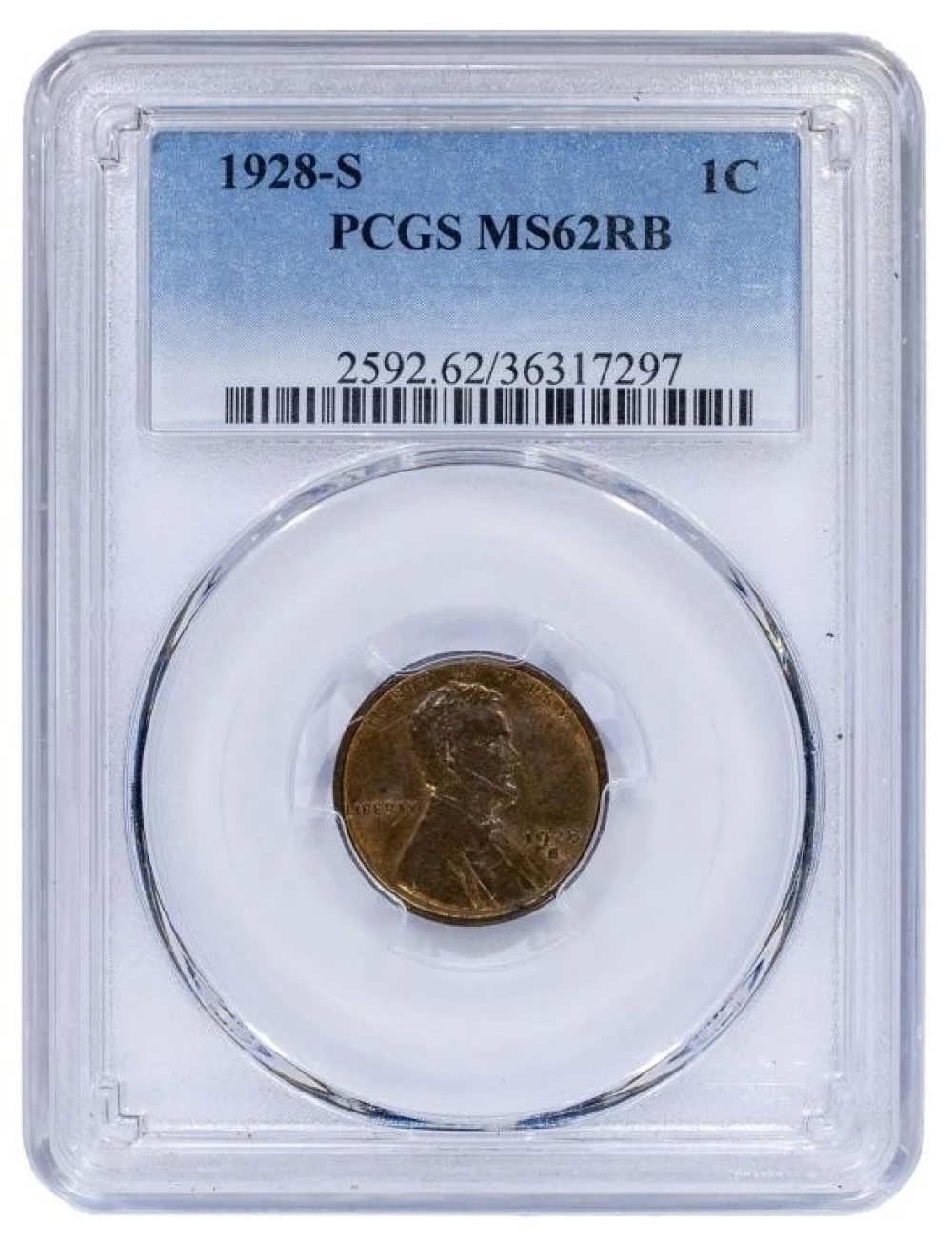 PCGS MS-62 RB 1928-S Cent