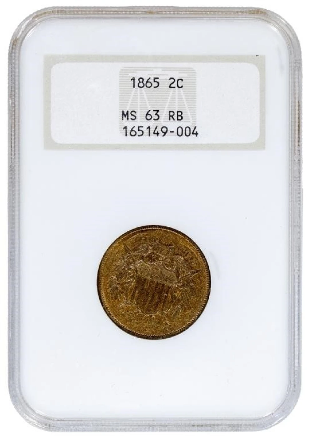 NGC MS-63 RB 1865 Two-Cents