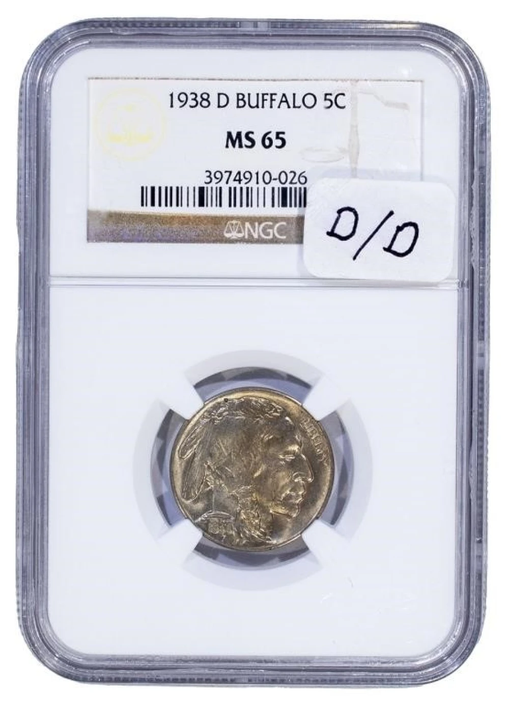 NGC MS-66 1938-D/D Buffalo Nickel