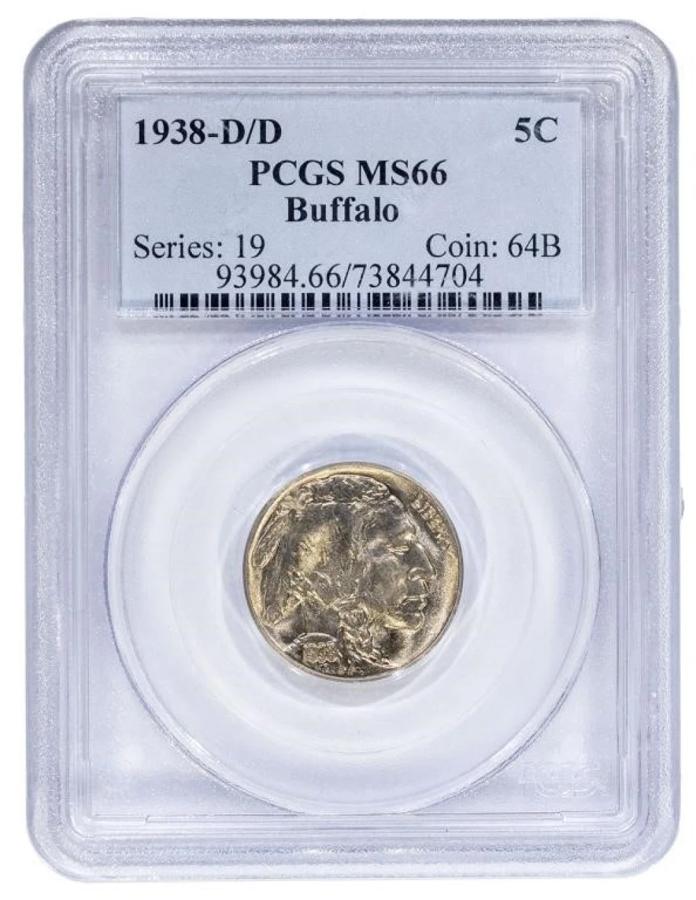 PCGS MS-66 1938-D/D Buffalo Nickel
