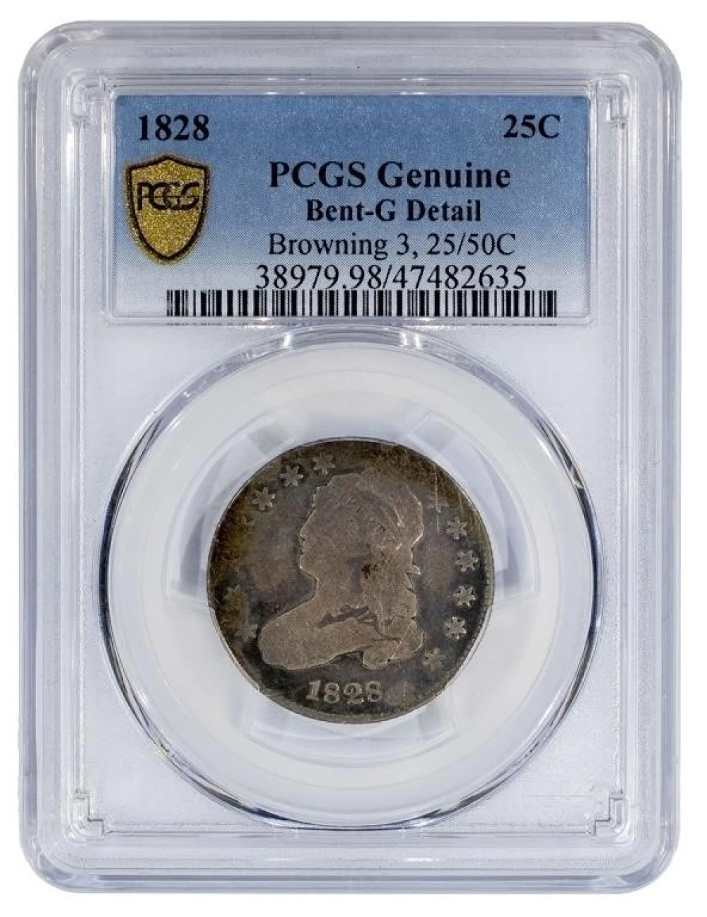 PCGS Genuine 1828 25/50C Quarter