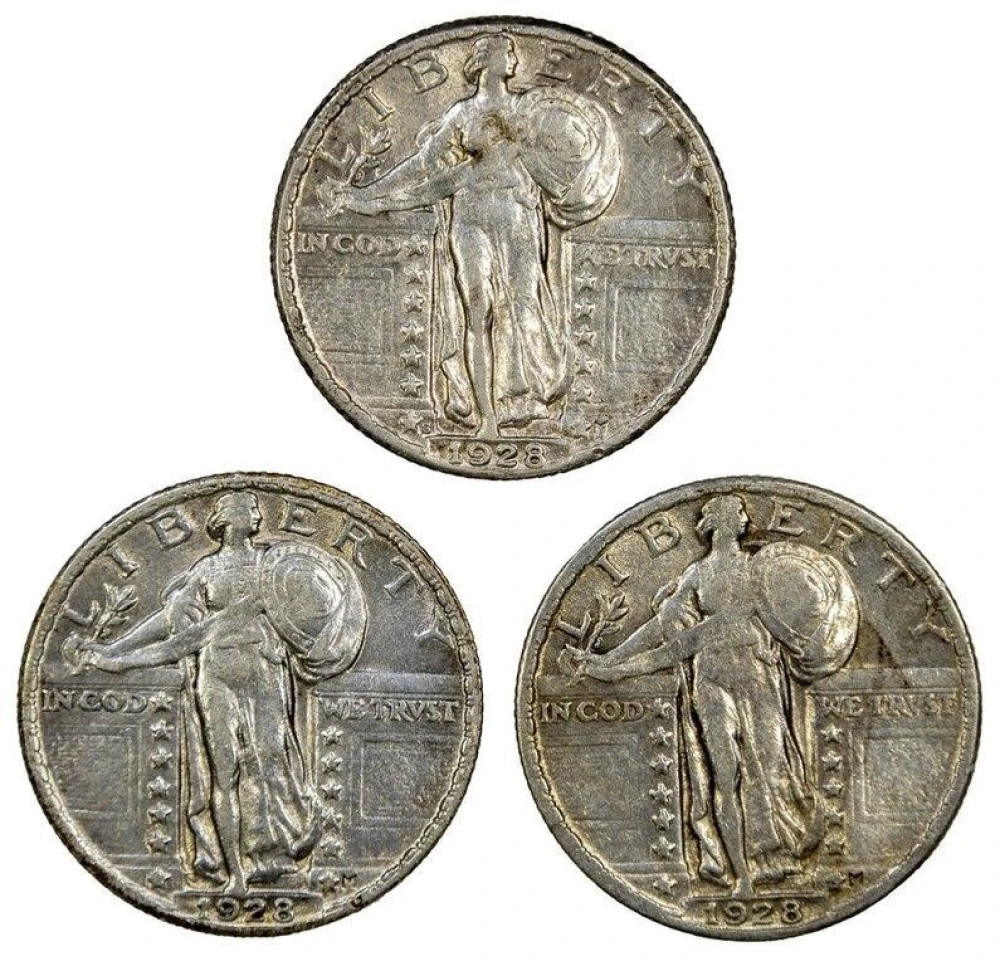 EF Standing Liberty Quarter Trio