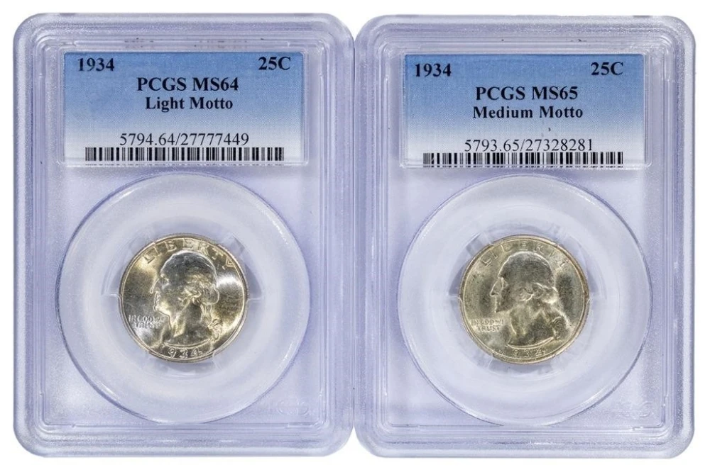PCGS 1934 Washington Variety Pair