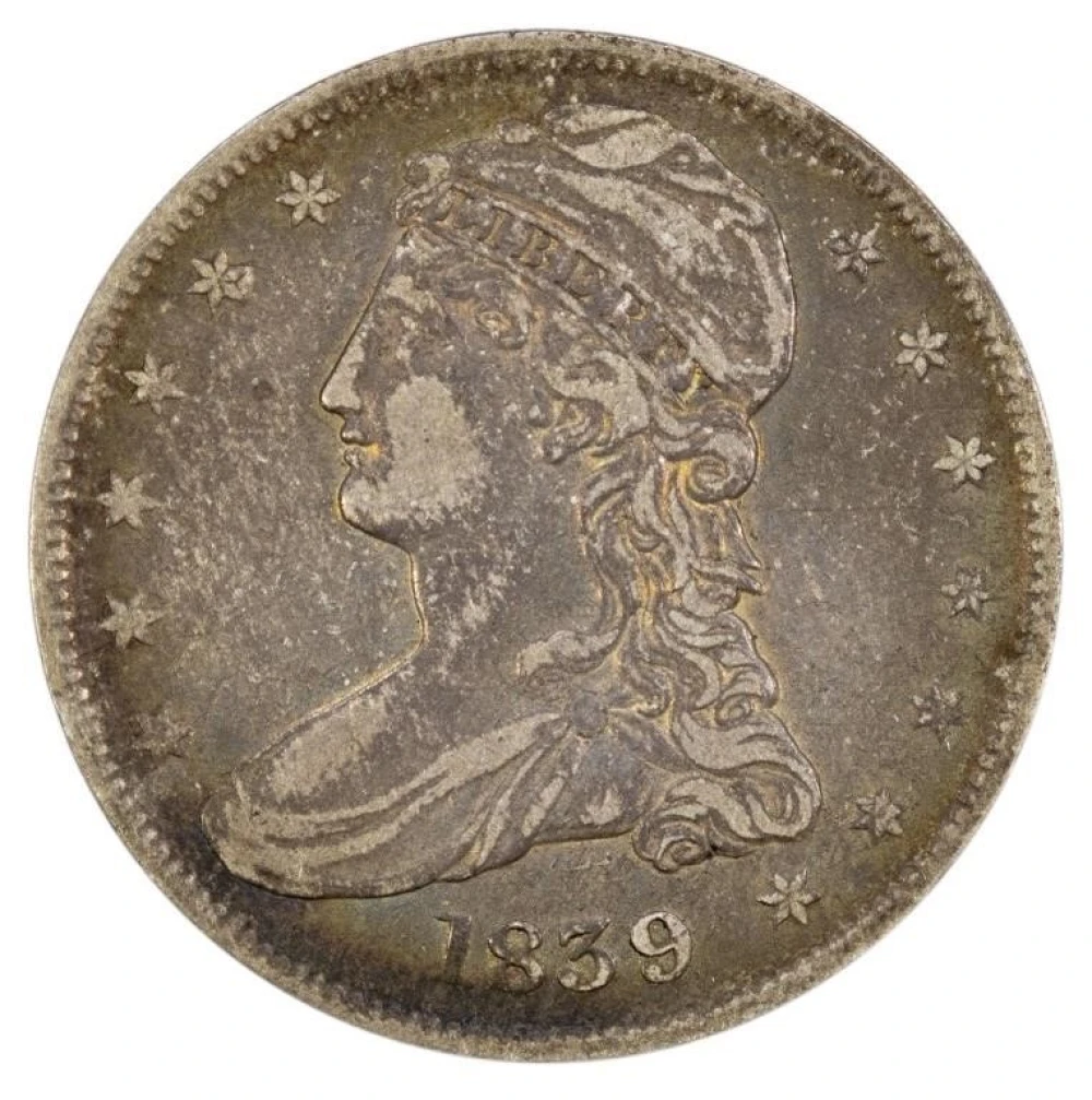 EF-40 1839 Reeded Edge Half Dollar