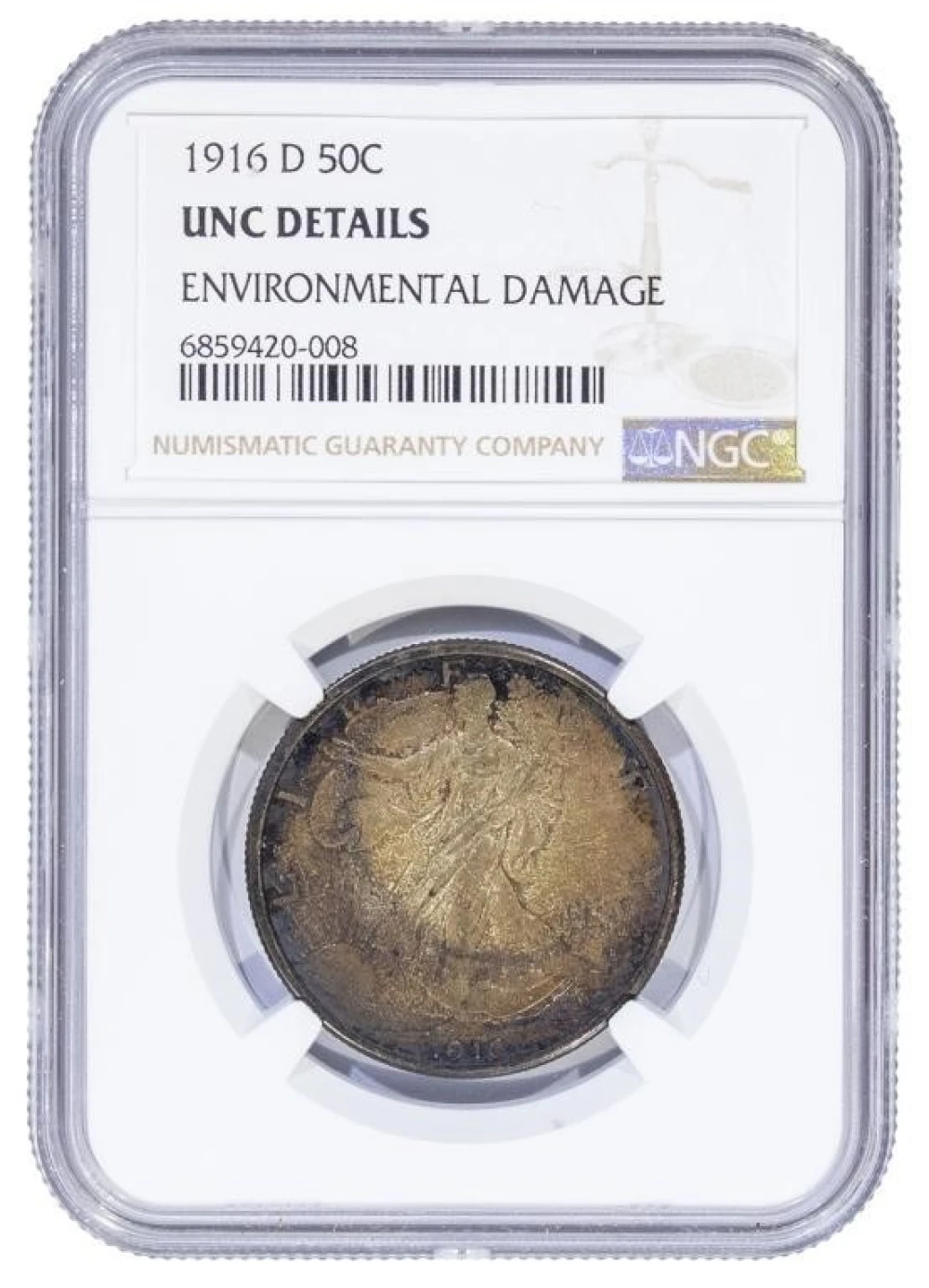 NGC UNC Details 1916-D Half Dollar