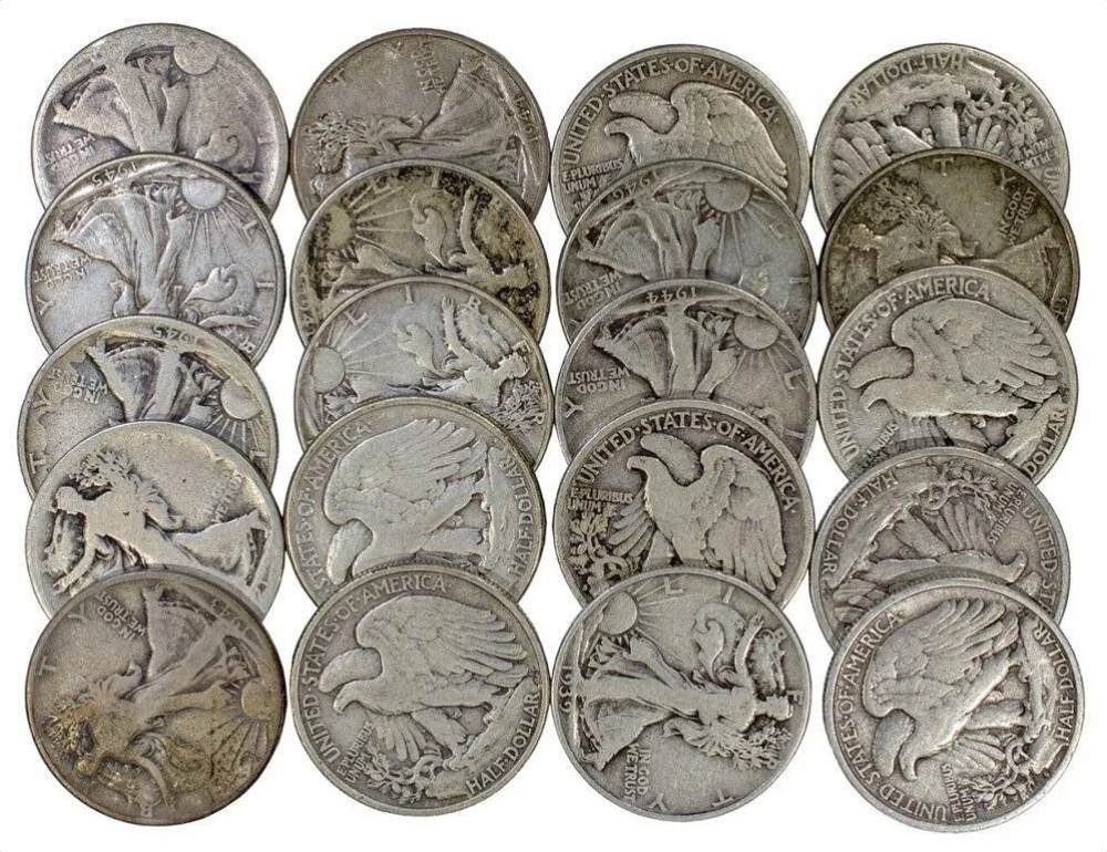 Roll of Mixed Walking Liberty Half Dollars