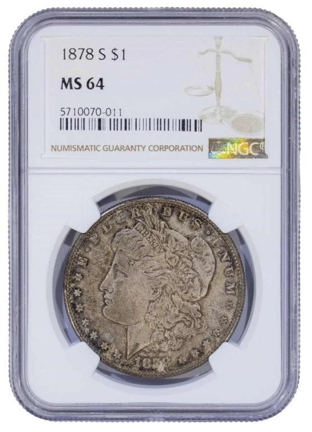 NGC MS-64 Toned 1878-S Morgan Dollar