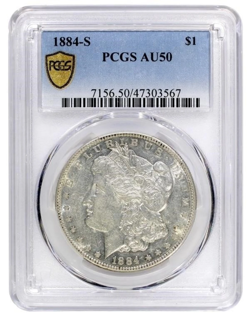 PCGS AU-50 1884-S Morgan $1