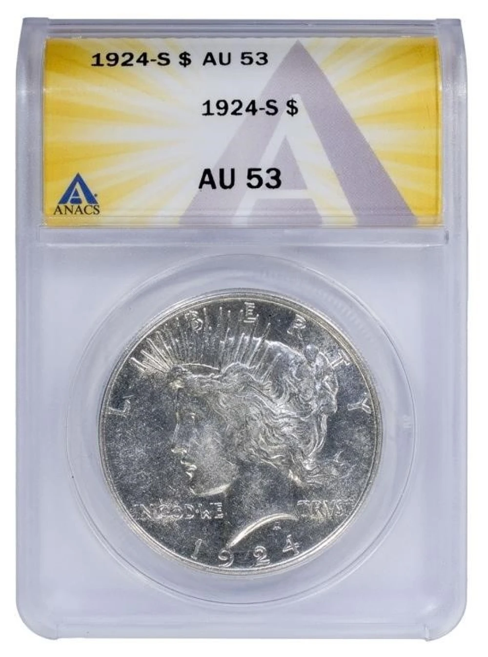 ANACS AU-53 1924-S Peace $1