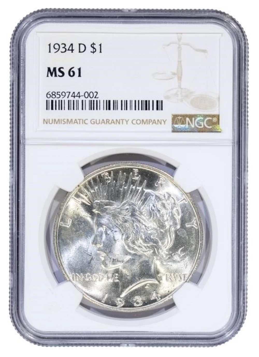 NGC MS-61 1934-D Peace $1