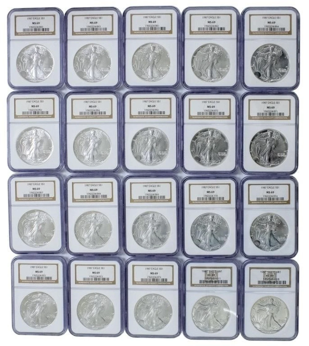 20 pcs NGC MS-69 1987 Silver Eagles