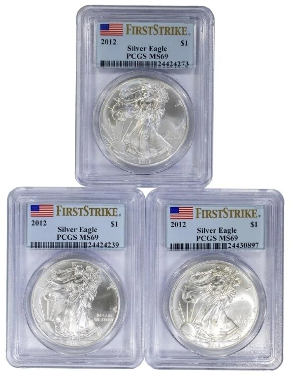 PCGS MS-69 2012 Silver Eagle Trio