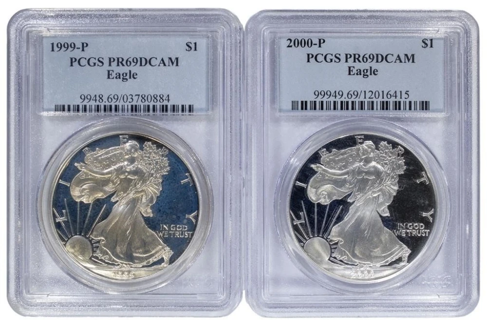 PCGS American Silver Eagle $1 Pair