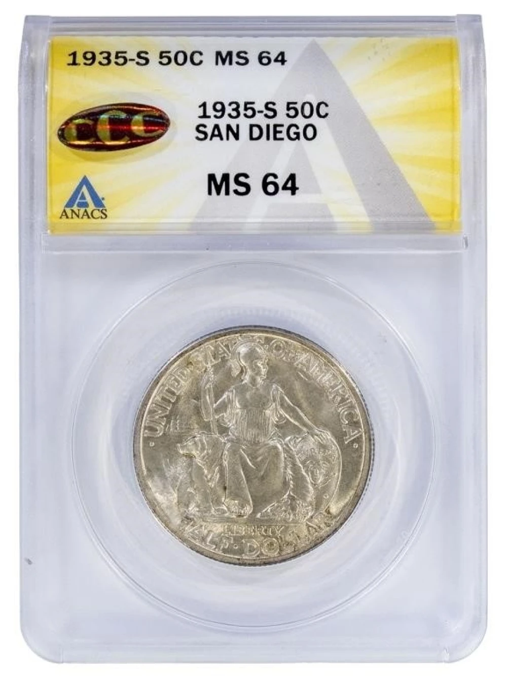 ANACS MS-64 1935-S San Diego Half Dollar