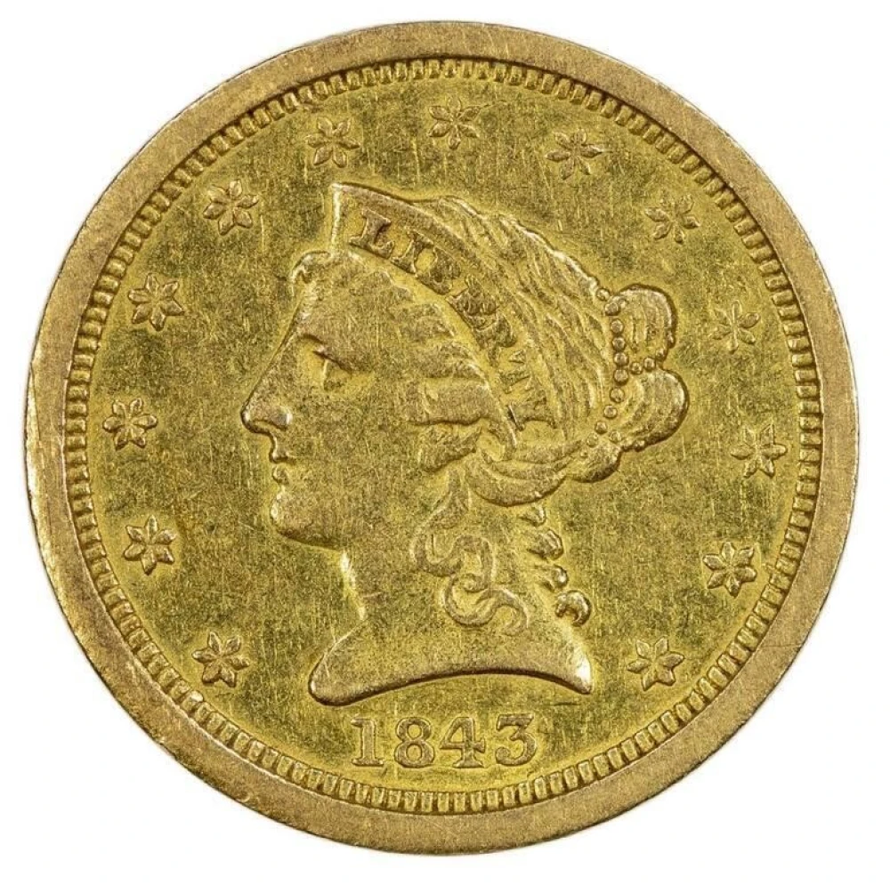 EF-40 1843-O Gold $2.50