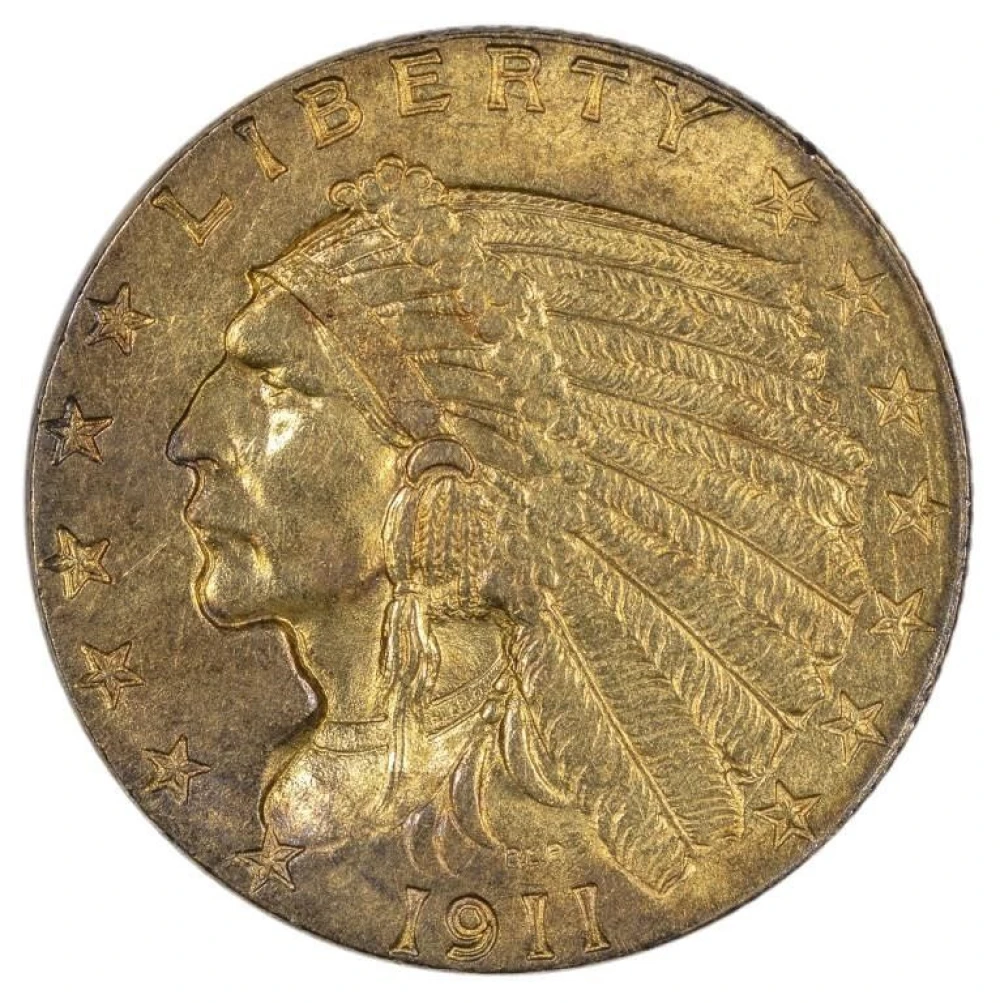 MS-62 Toned 1911-D Gold $2.50