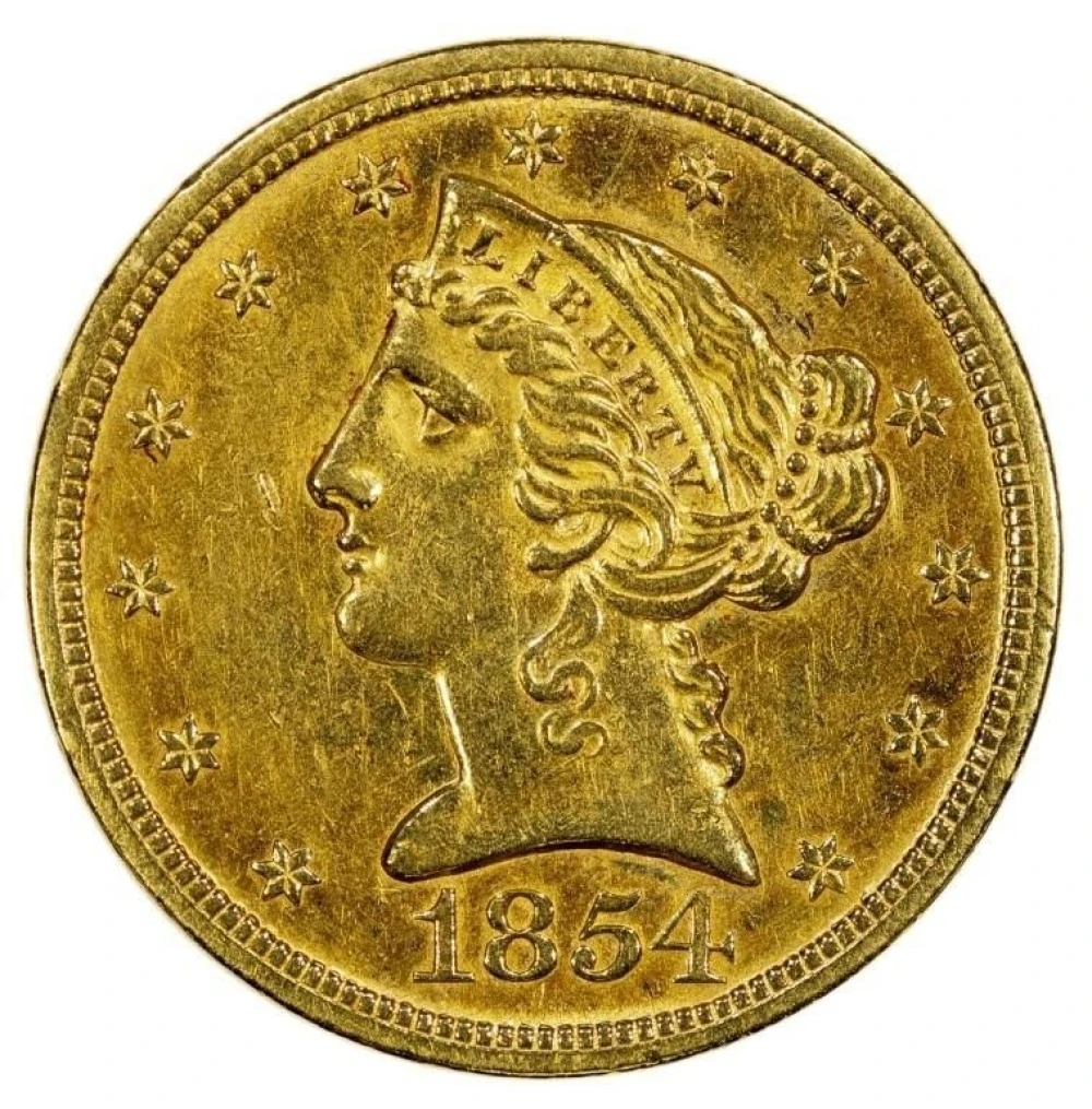 AU-58 Details 1854-O Gold Half Eagle