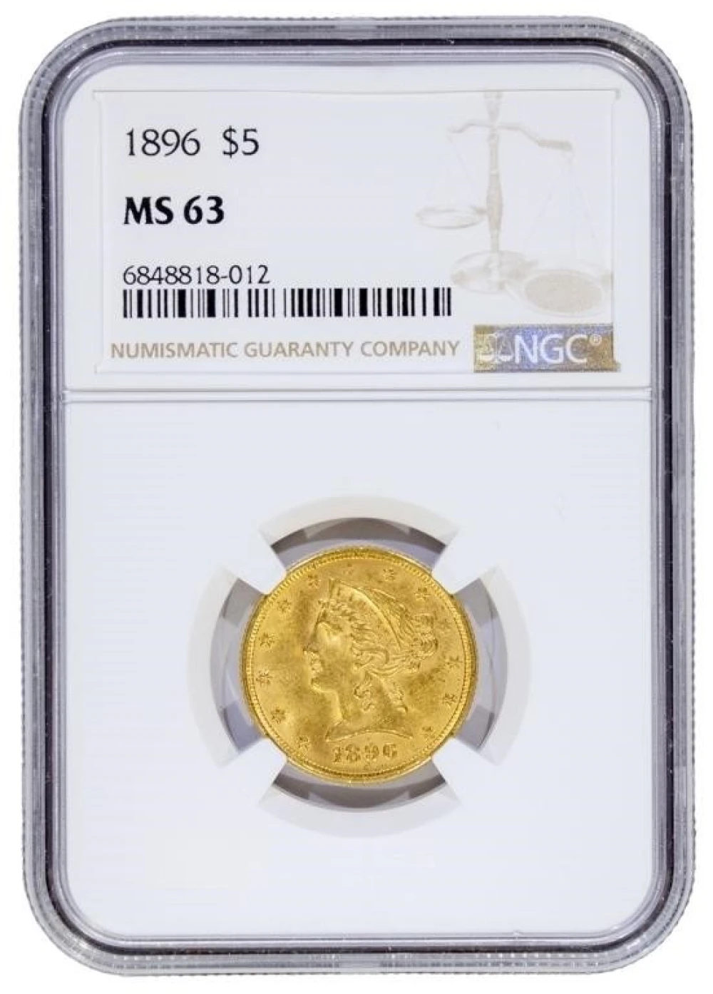 NGC MS-63 1896 Gold Half Eagle