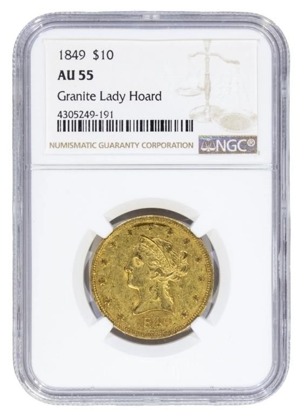 NGC AU-55 1849 Gold $10