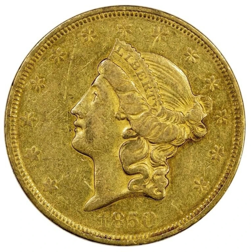 EF or Finer Details 1850 Gold $20