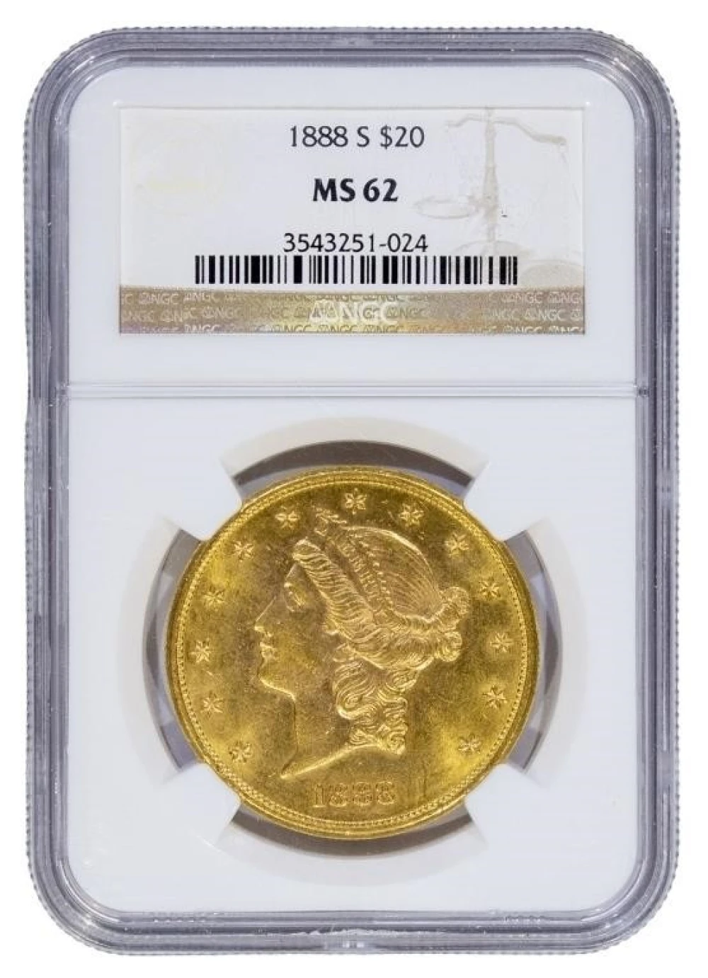 NGC MS-62 1888-S Gold $20