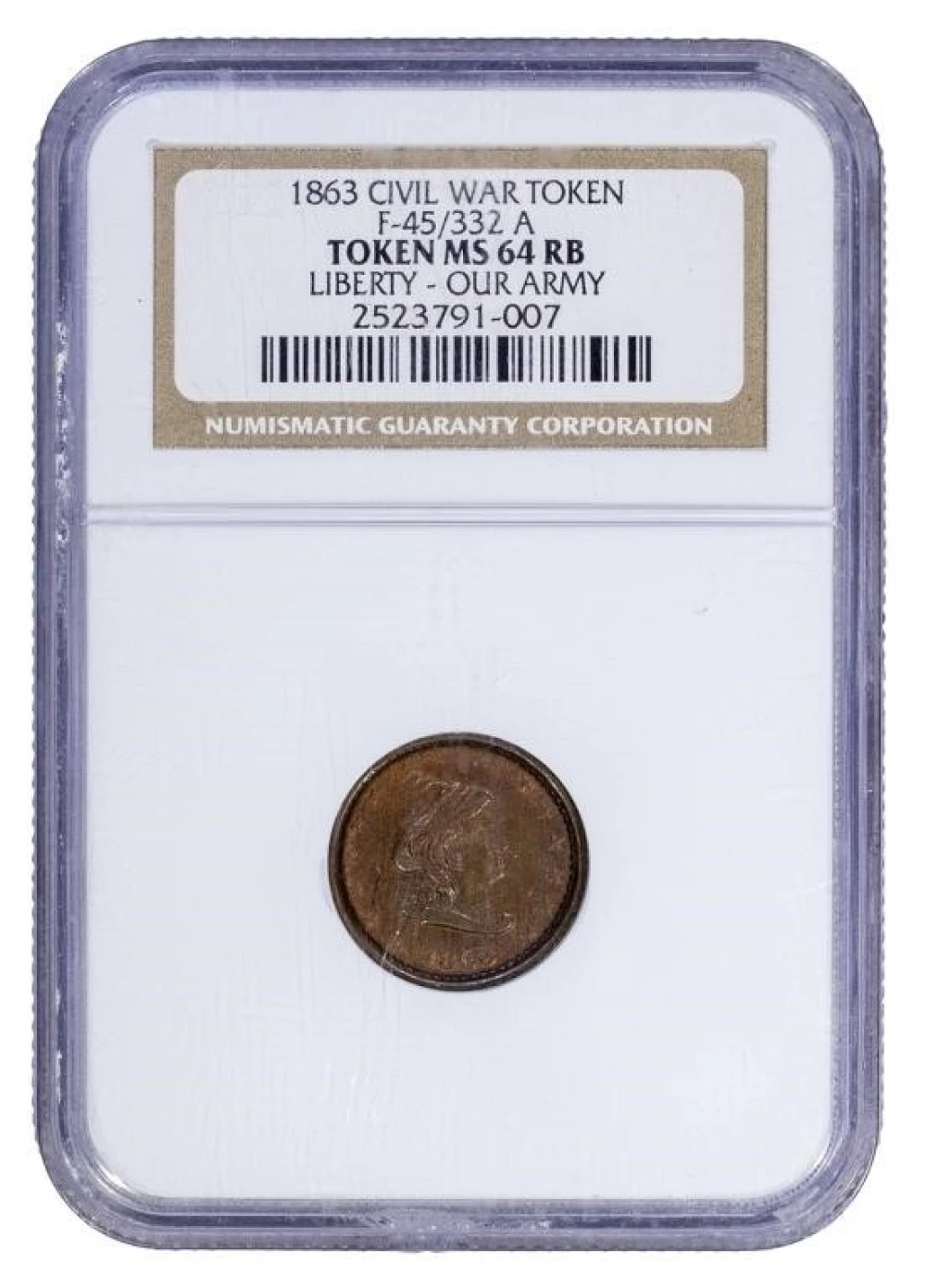 NGC MS-64 RB Patriotic Civil War Token