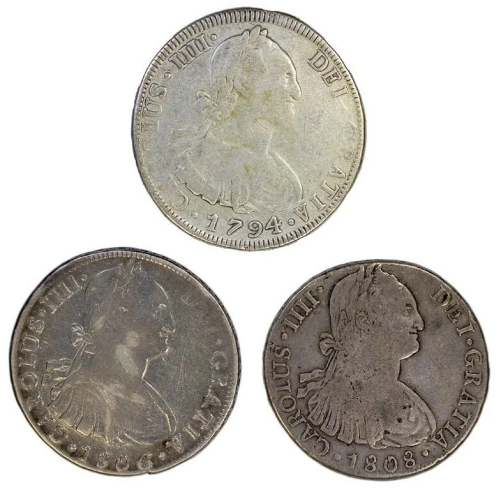 Trio of Bolivia and Peru 8 Reales Pieces