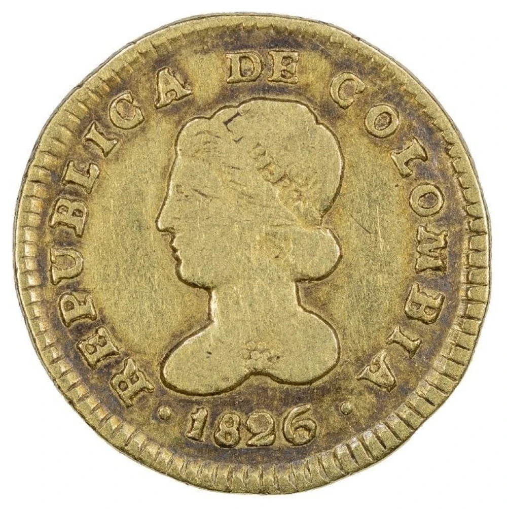 Columbia. Fine-12 1826-FM Gold Escudo