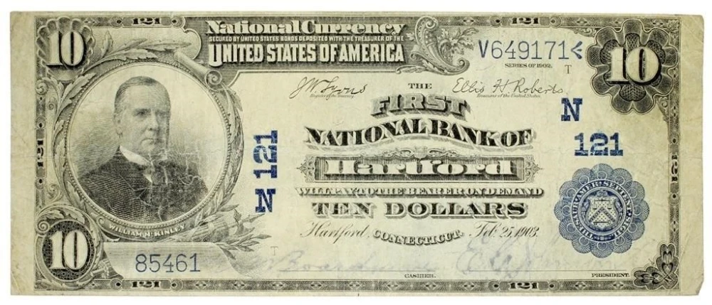 Connecticut. Hartford. Fine Series 1902 $10