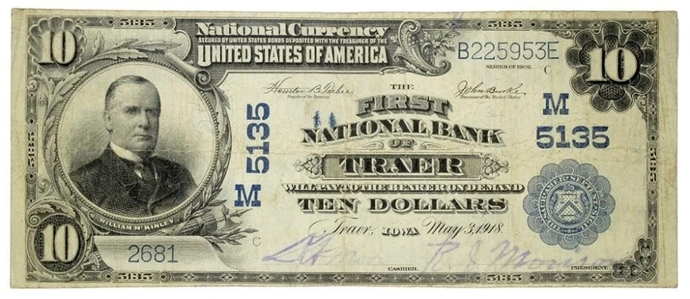 Iowa. Traer. VF Series 1902 $10