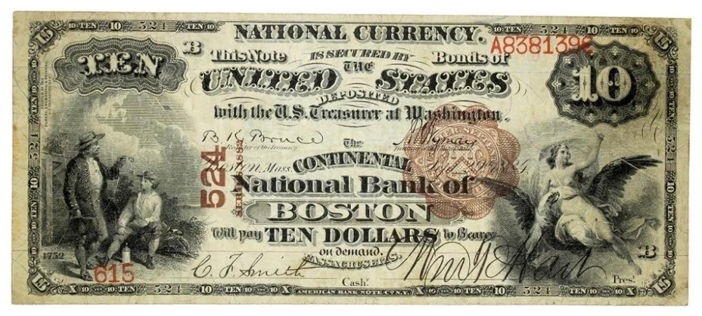 Massachusetts. Boston. VF $10 Scarcity