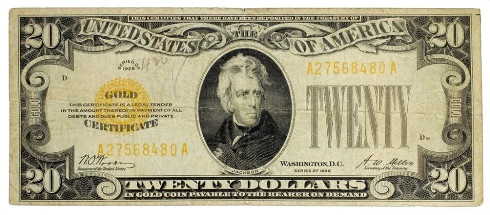 VF Series 1928 $20 Gold Certificate